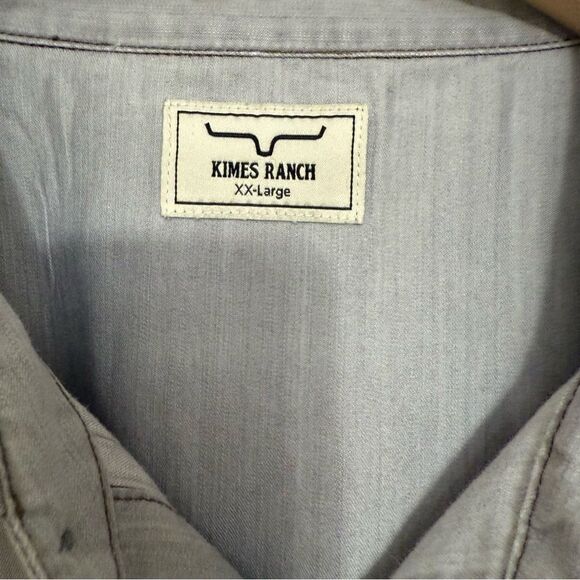 Kimes Ranch Western Long Sleeve Grimes Pearl Snap Gray Denim Shirt - Picture 7 of 16